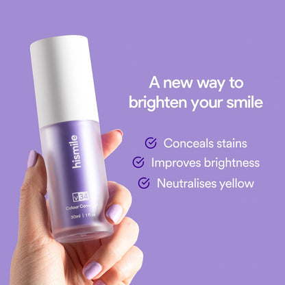 Hismile v34 Colour Corrector, Purple Teeth Whitening, Tooth Stain Removal, Teeth Whitening Booster, Purple Toothpaste - Packaging May Vary
