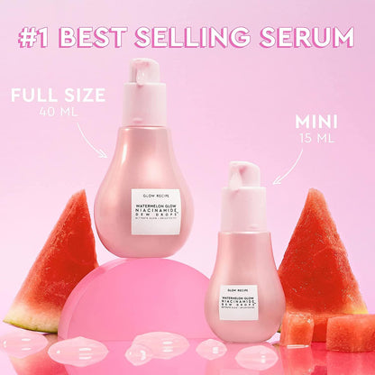 Glow Recipe Watermelon Glow Niacinamide Dew Drops Jumbo Size - Brightening Serum with Hyaluronic Acid & Moringa Oil + Vitamin E - Hydrating Lightweight Face Serum + Hyperpigmentation Treatment (80ml)