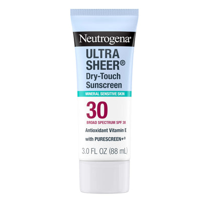 Neutrogena Ultra Sheer Dry-Touch Sunscreen For Face & Body, SPF 55 Broad Spectrum UVA/UVB Protection, Lightweight Water Resistant & Non-Greasy, Travel Size Sunscreen, 3 fl. oz