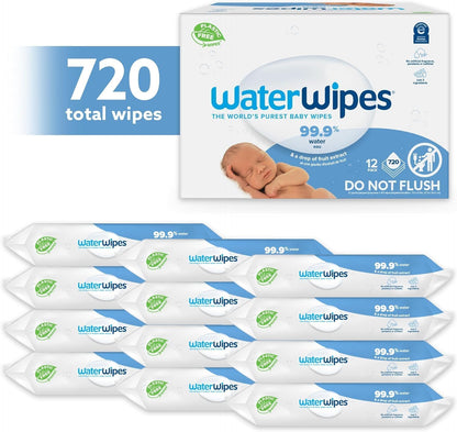 WaterWipes Original Plastic Free Baby Wipes, 720 wet wipes (12 packs)