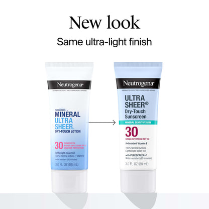 Neutrogena Ultra Sheer Dry-Touch Sunscreen For Face & Body, SPF 55 Broad Spectrum UVA/UVB Protection, Lightweight Water Resistant & Non-Greasy, Travel Size Sunscreen, 3 fl. oz