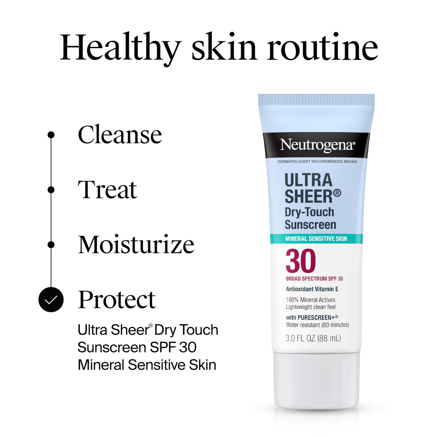 Neutrogena Ultra Sheer Dry-Touch Sunscreen For Face & Body, SPF 55 Broad Spectrum UVA/UVB Protection, Lightweight Water Resistant & Non-Greasy, Travel Size Sunscreen, 3 fl. oz