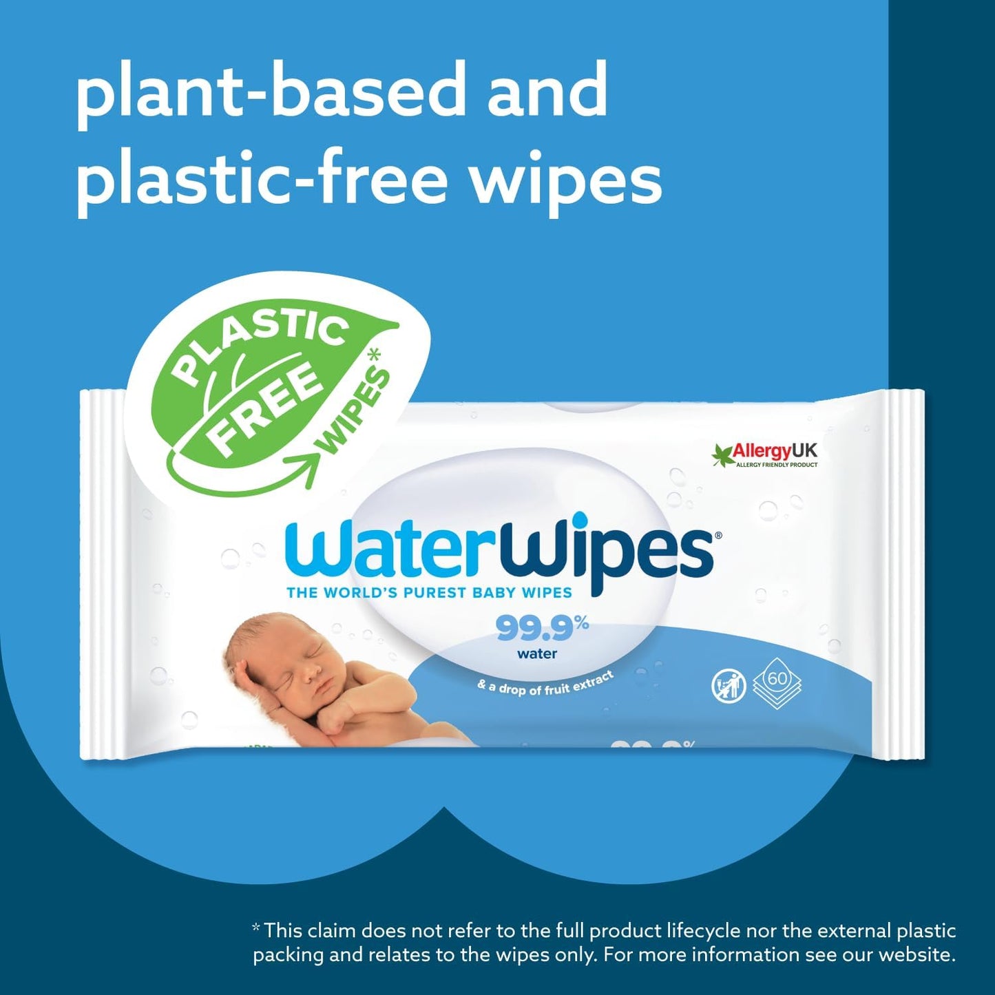 WaterWipes Original Plastic Free Baby Wipes, 720 wet wipes (12 packs)