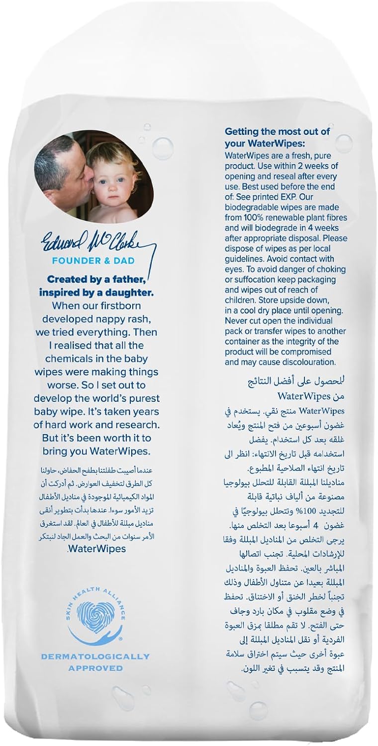 WaterWipes Original Plastic Free Baby Wipes, 720 wet wipes (12 packs)