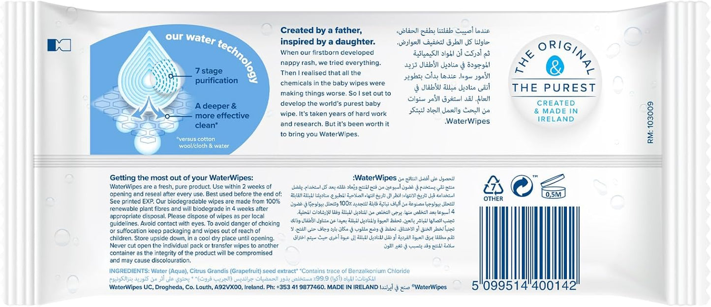 WaterWipes Original Plastic Free Baby Wipes, 720 wet wipes (12 packs)