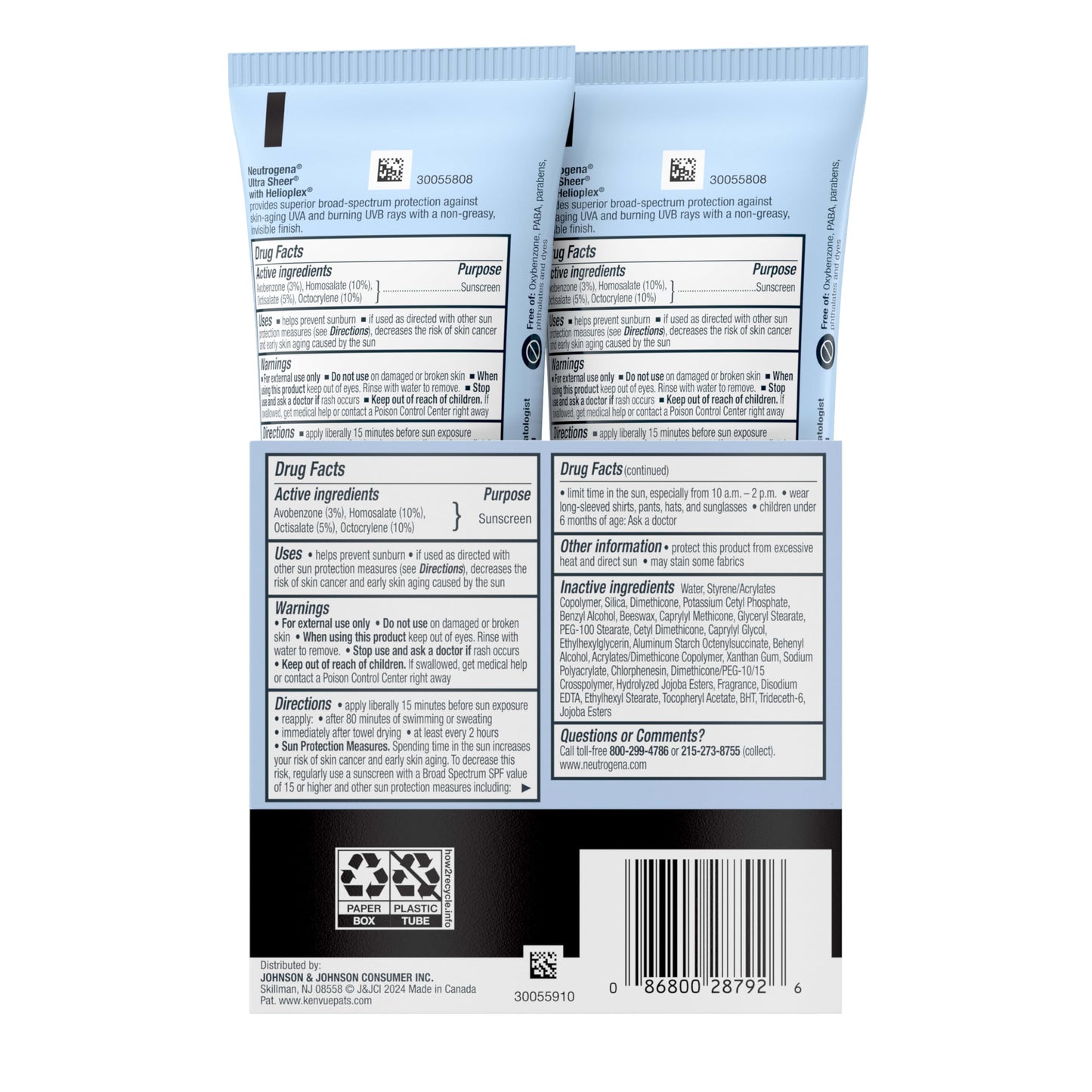 Neutrogena Ultra Sheer Dry-Touch Sunscreen For Face & Body, SPF 55 Broad Spectrum UVA/UVB Protection, Lightweight Water Resistant & Non-Greasy, Travel Size Sunscreen, 3 fl. oz