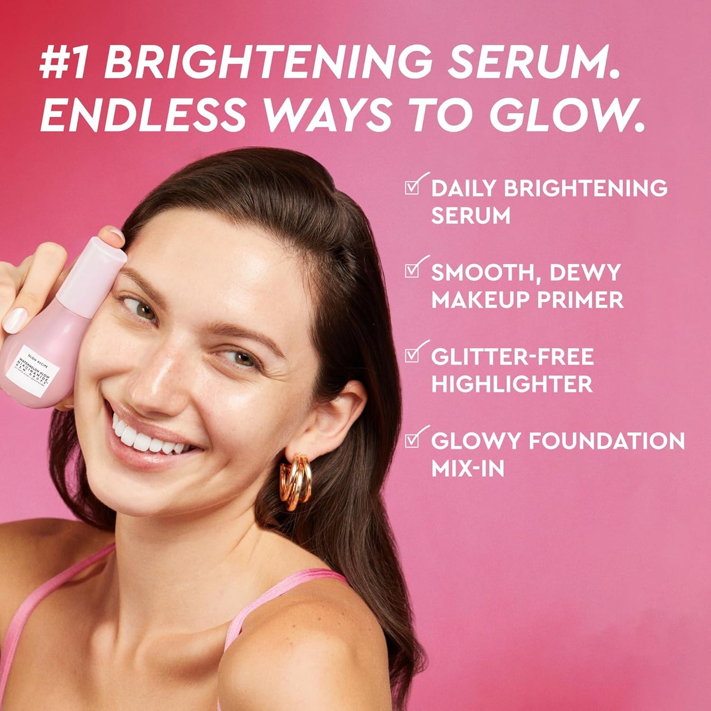 Glow Recipe Watermelon Glow Niacinamide Dew Drops Jumbo Size - Brightening Serum with Hyaluronic Acid & Moringa Oil + Vitamin E - Hydrating Lightweight Face Serum + Hyperpigmentation Treatment (80ml)