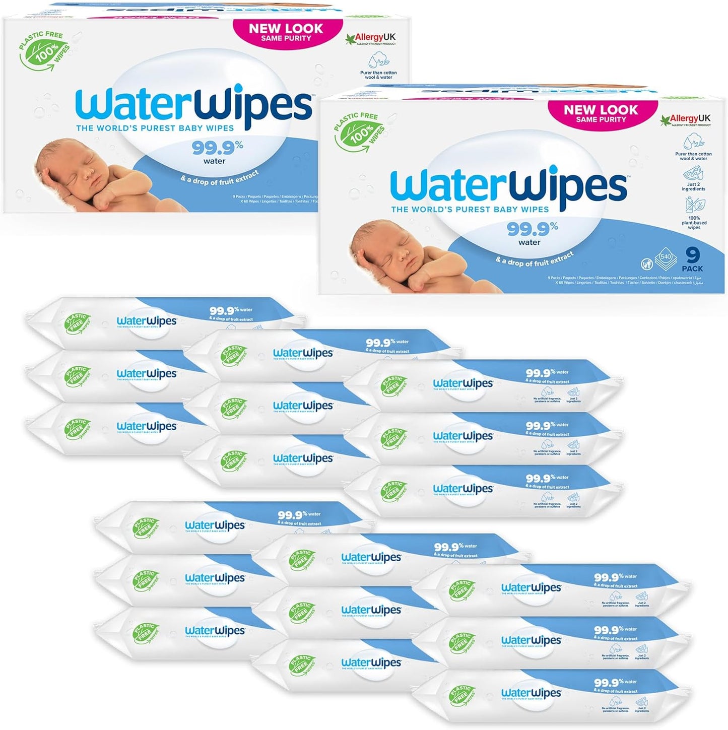 WaterWipes Original Plastic Free Baby Wipes, 720 wet wipes (12 packs)