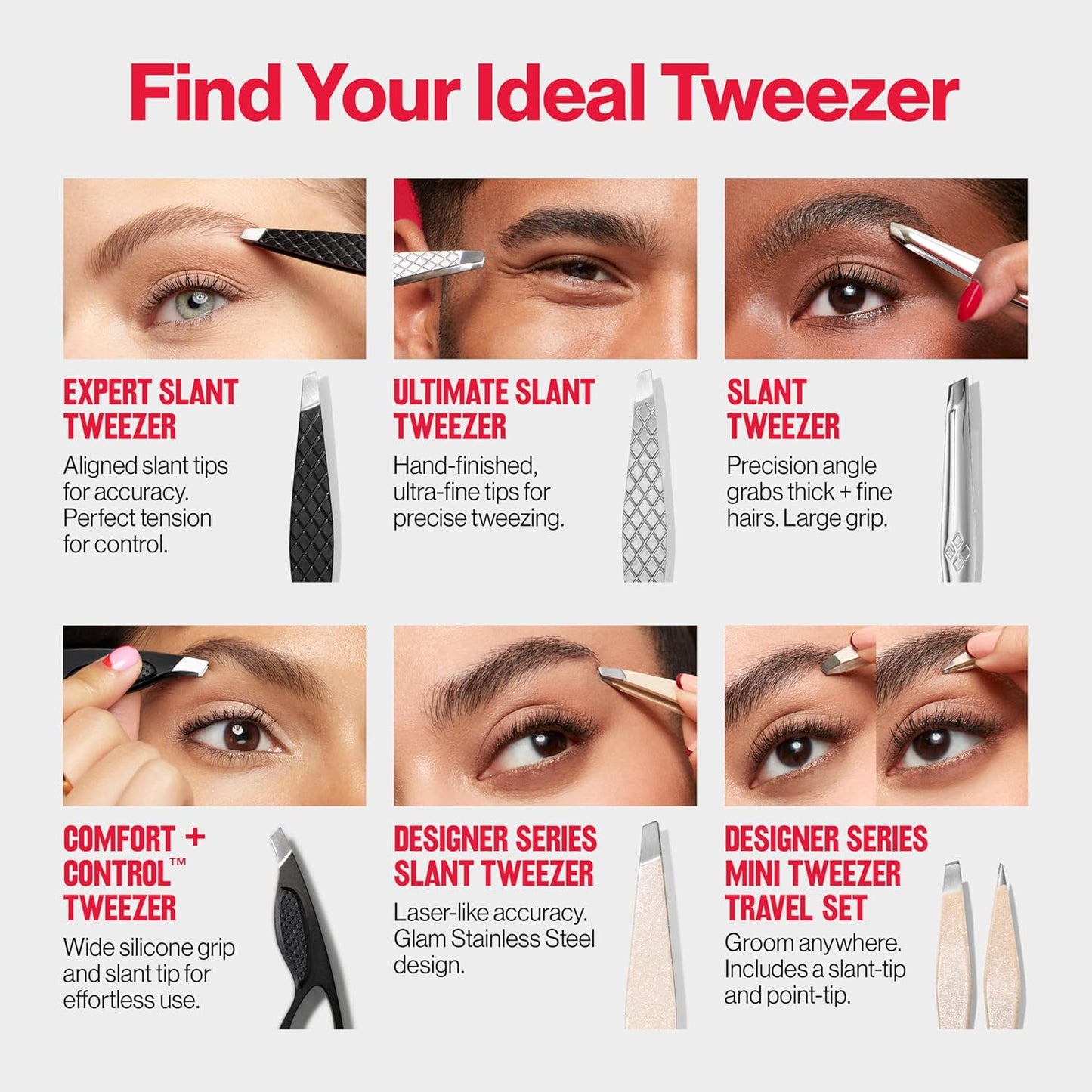 Revlon Expert Slant Tweezer, High Precision For an Easy Hair Removal, Made With Stainless Steel, 1 Count